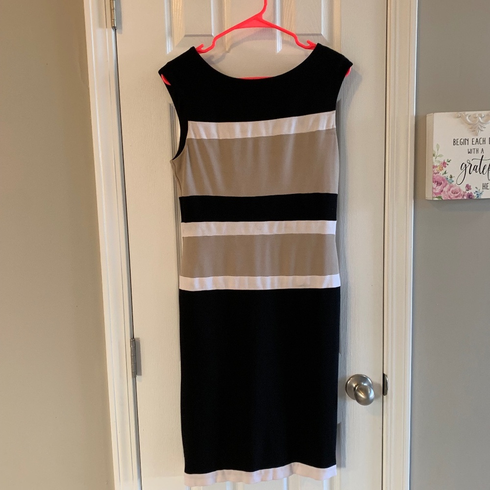 Whbm Color Block Body Con Zippered Back Sleeveles… - image 1